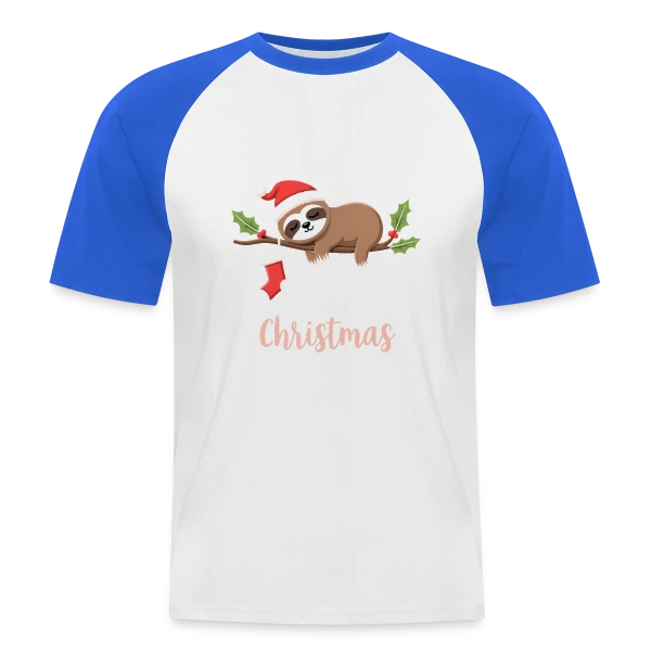 Noël Paresseux Endormi - Réveille-moi pour Noël sur T-shirt baseball manches courtes Homme