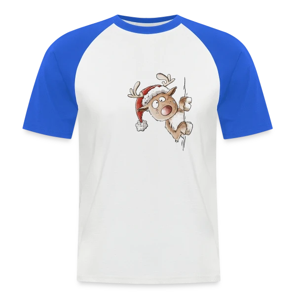 Renne Espiègle de Noël sur T-shirt baseball manches courtes Homme