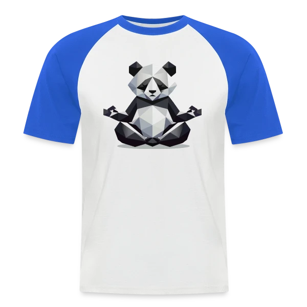 Panda Zen Géométrique : Harmonie Minimaliste sur T-shirt baseball manches courtes Homme