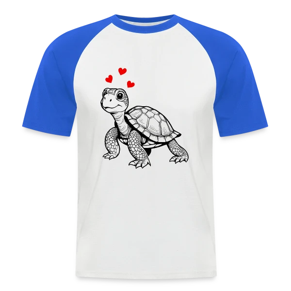 Tortue Mignonne et Cœurs Doux sur T-shirt baseball manches courtes Homme
