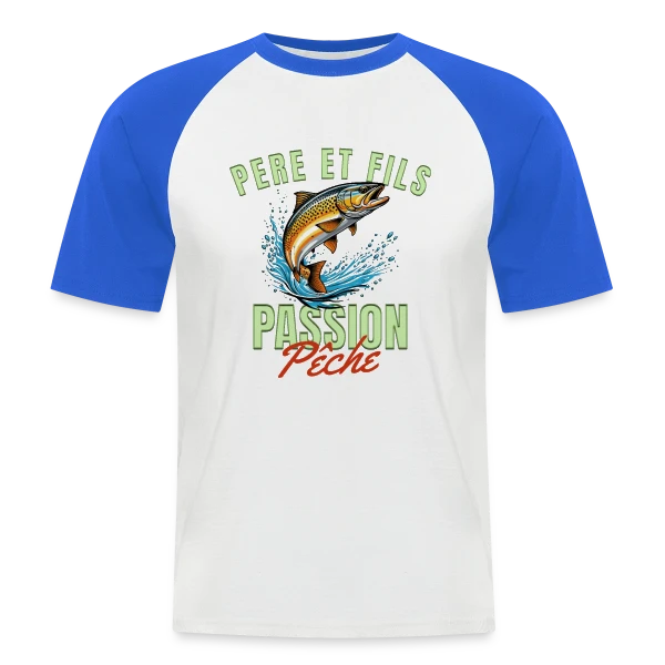 Pêche Père Fils : Complicité en Nature sur T-shirt baseball manches courtes Homme