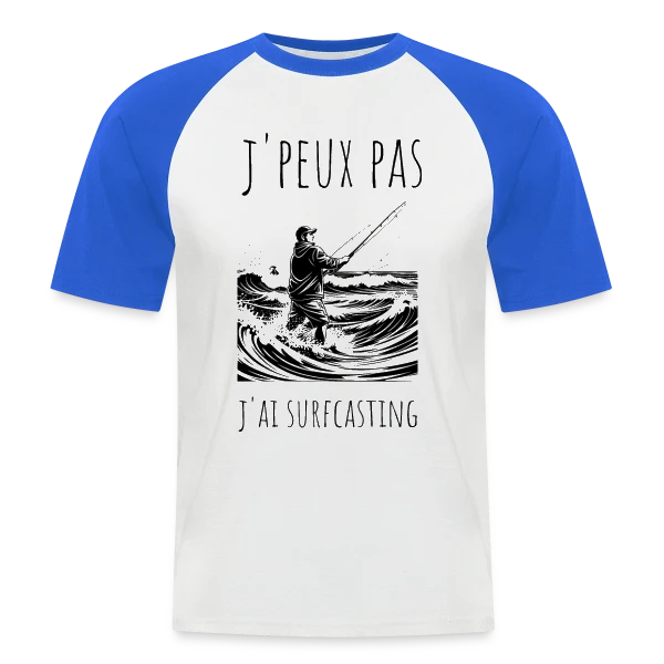 Surfcasting : L'Art de la Pêche en Mer sur T-shirt baseball manches courtes Homme