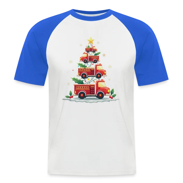Camion de Pompiers Amusant - Noël sur T-shirt baseball manches courtes Homme