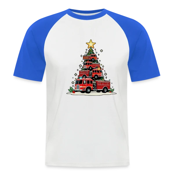 Camion de Pompiers Rigolo - Noël Enchanté sur T-shirt baseball manches courtes Homme