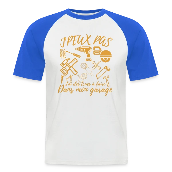 'J'Peux Pas J'Ai Bricolage' - Humour Papa Bricoleur sur T-shirt baseball manches courtes Homme