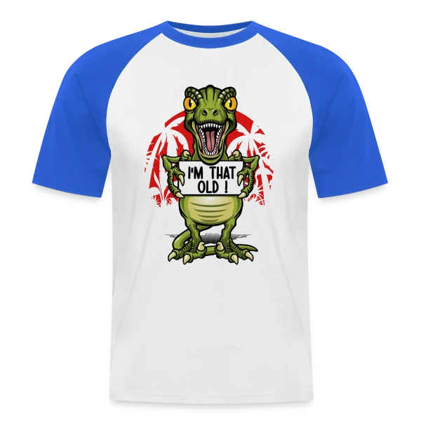 Vieux Comme un Dino sur T-shirt baseball manches courtes Homme