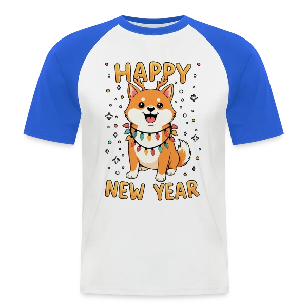 Shiba Inu Lumières de Noël - Fêtes de Fin d'Année sur T-shirt baseball manches courtes Homme