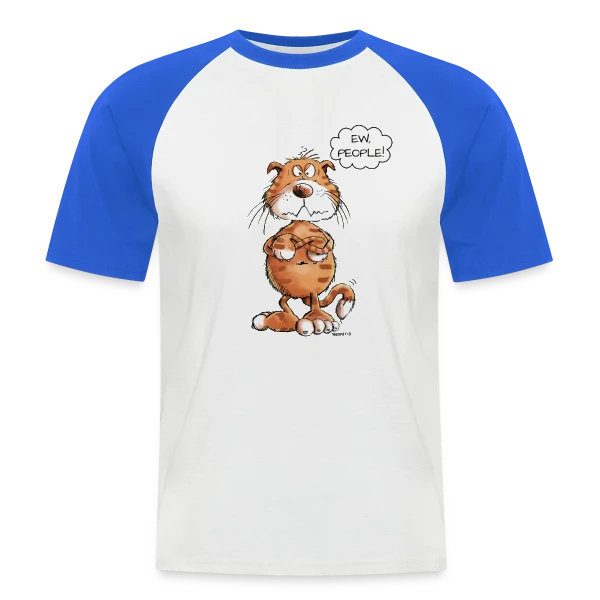 Chat grincheux rouge "Ew People" - Sarcasme félin sur T-shirt baseball manches courtes Homme