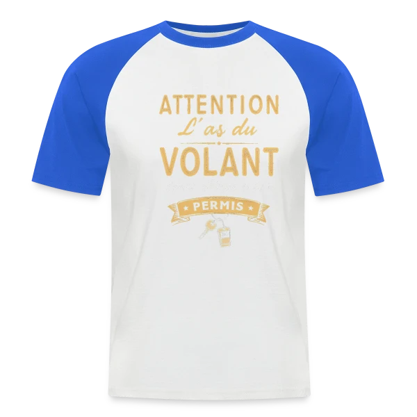 Cadeau Jeune Conducteur - Humour Permis sur T-shirt baseball manches courtes Homme