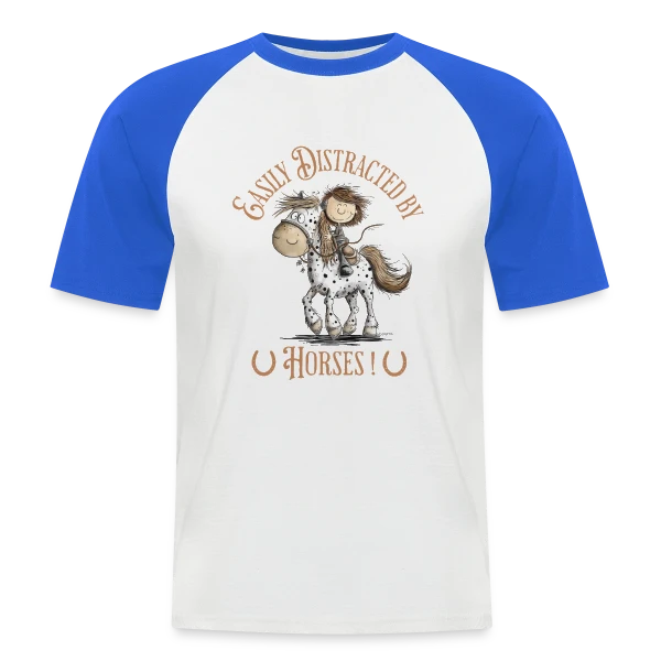 Cheval Cavalier Rigolo sur T-shirt baseball manches courtes Homme