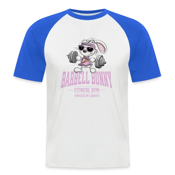 Lapin Fitness Musculation - 'Powered by Carrots' sur T-shirt baseball manches courtes Homme