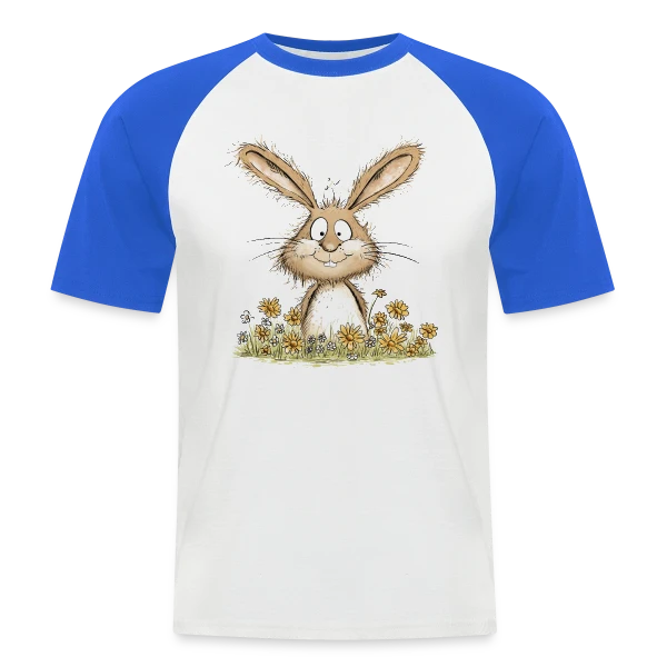 Lapin Rigolo des Fleurs sur T-shirt baseball manches courtes Homme