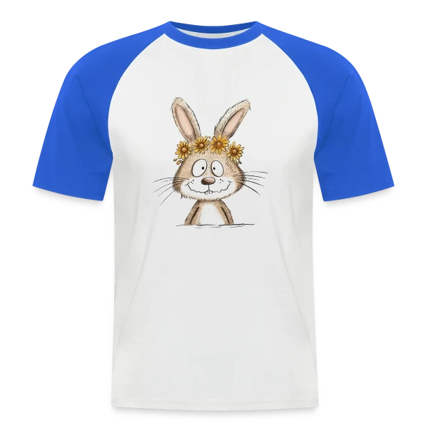Lapin Rigolo Couronne Fleurs sur T-shirt baseball manches courtes Homme