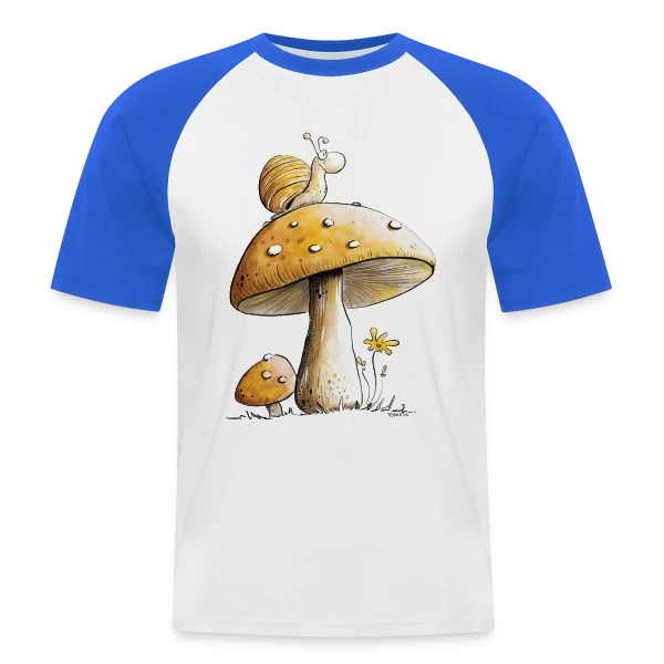 Escargot Rêveur sur Champignon sur T-shirt baseball manches courtes Homme