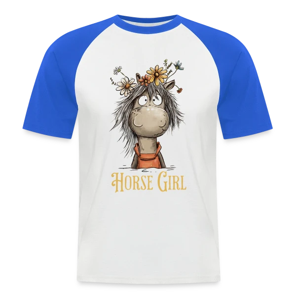 Cheval Rigolo Fleurs Sauvages sur T-shirt baseball manches courtes Homme