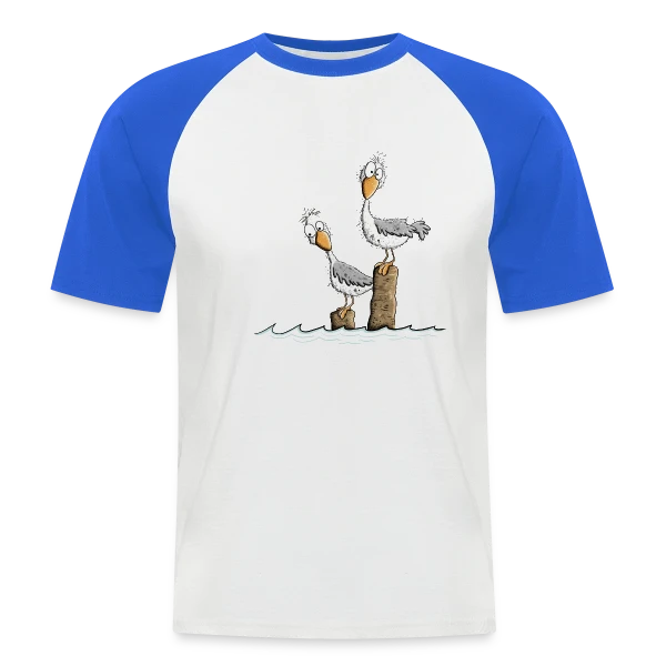 Mouettes drôles et mer du Nord sur T-shirt baseball manches courtes Homme