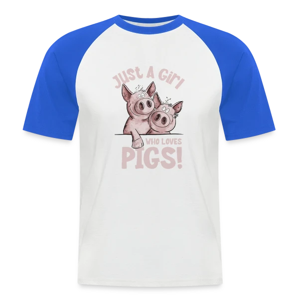 Fille et Cochons Adorables sur T-shirt baseball manches courtes Homme