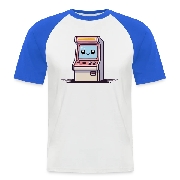 Borne d'Arcade Kawaii : Sourire Rétro Gaming sur T-shirt baseball manches courtes Homme