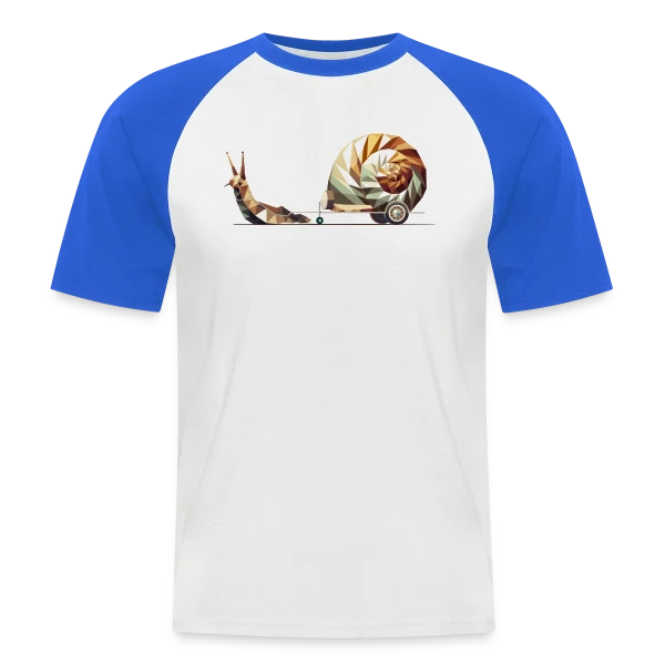 Slow Travel "L'Escargot Caravane" : Zen et Humoristique sur T-shirt baseball manches courtes Homme