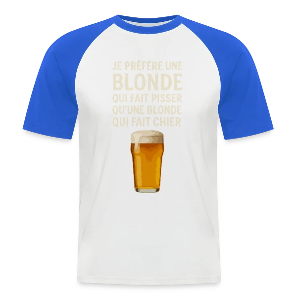 Je Préfère Une Blonde : Humour de Bistrot & Bière sur T-shirt baseball manches courtes Homme
