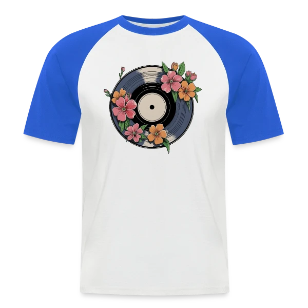 Vinyle Fleuri Rétro Artistique sur T-shirt baseball manches courtes Homme