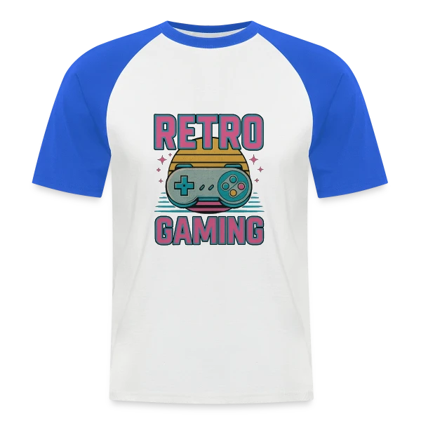 Manette Rétro Gaming Années 90 sur T-shirt baseball manches courtes Homme