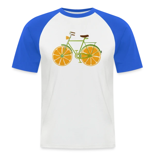 Vélo Fruitix : L'Original Fun aux Roues Oranges sur T-shirt baseball manches courtes Homme