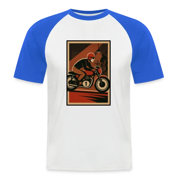 Pilote Moto Rétro Jazz sur T-shirt baseball manches courtes Homme