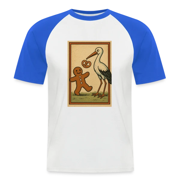 Cigogne et Mannele Alsacien sur T-shirt baseball manches courtes Homme
