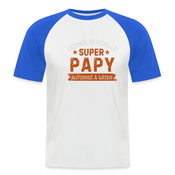 'Licence Papy Officielle' – Humour Grand-Père sur T-shirt baseball manches courtes Homme