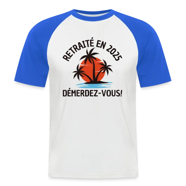 Retraite 2025 Plage sur T-shirt baseball manches courtes Homme
