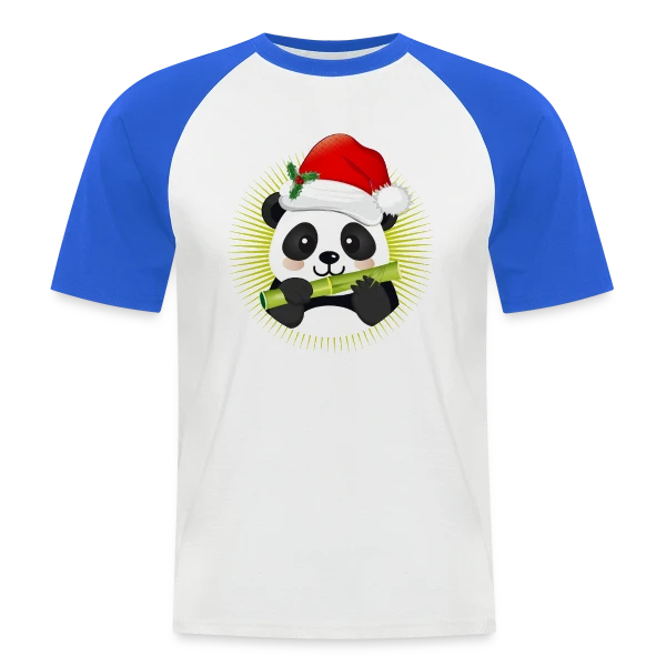 Panda Festif de Noël sur T-shirt baseball manches courtes Homme