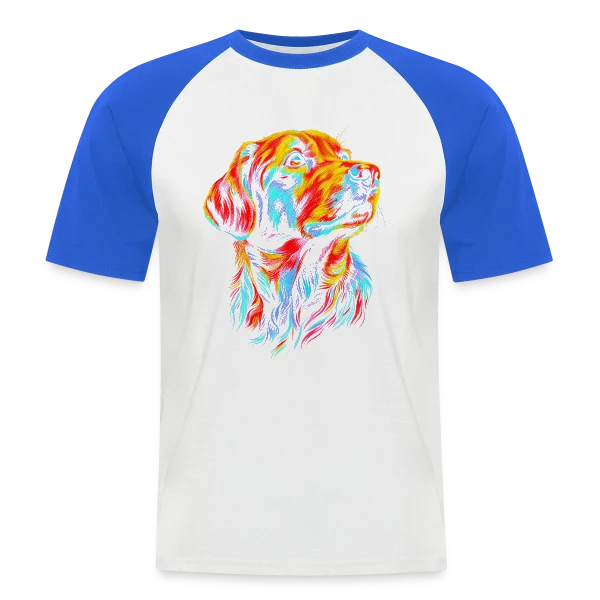 Chien Pop Art sur T-shirt baseball manches courtes Homme