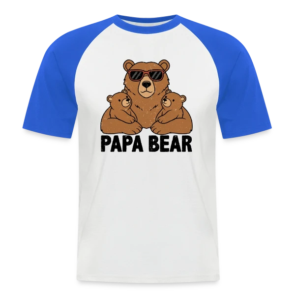 'Papa Bear' - Force et Tendresse Familiale sur T-shirt baseball manches courtes Homme