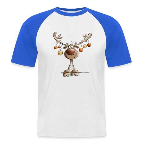 Rennes Festifs et Boules de Noël sur T-shirt baseball manches courtes Homme
