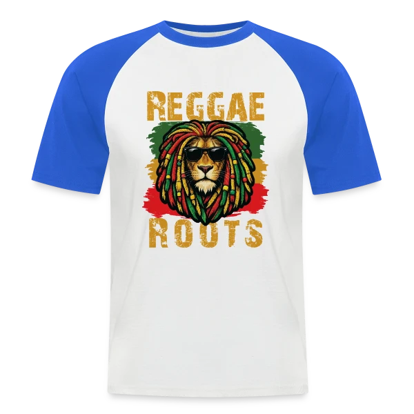 Lion Reggae Roots sur T-shirt baseball manches courtes Homme