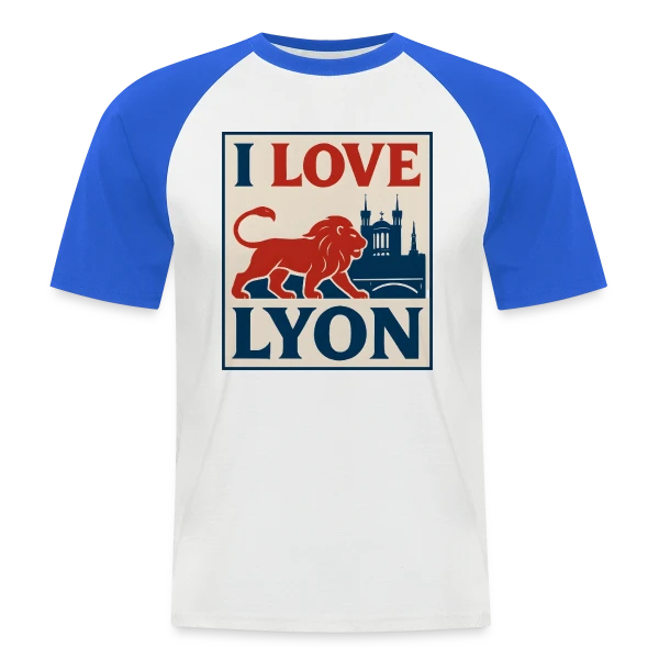 Fierté Lyonnaise Lion Vintage sur T-shirt baseball manches courtes Homme