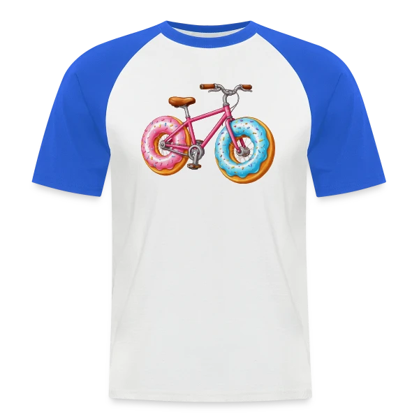 Cycliste Gourmand : Donut & Vélo Humoristique sur T-shirt baseball manches courtes Homme
