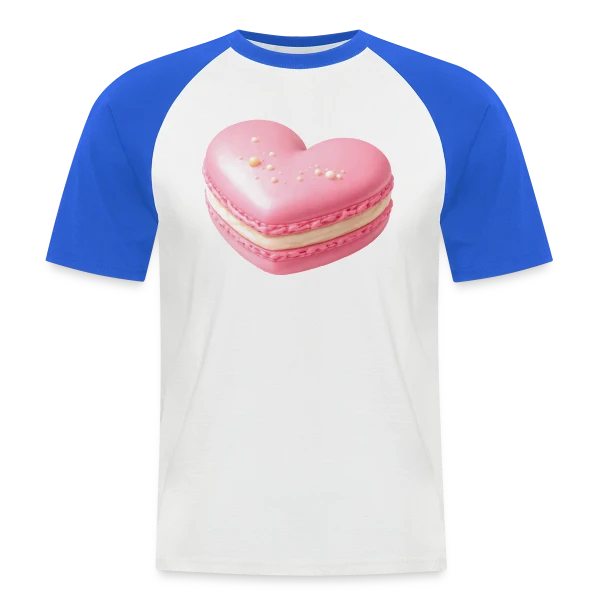 Macaron Cœur - Déclaration Gourmande sur T-shirt baseball manches courtes Homme