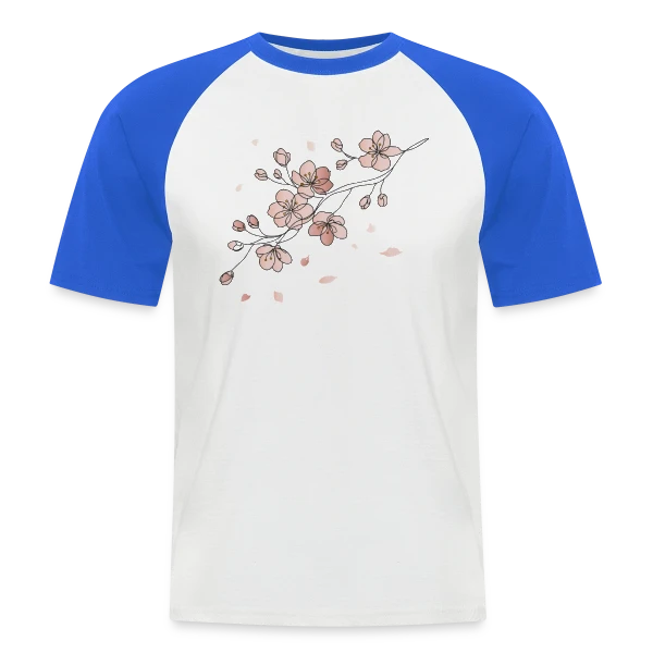 Line Art Fleurs de Cerisier sur T-shirt baseball manches courtes Homme