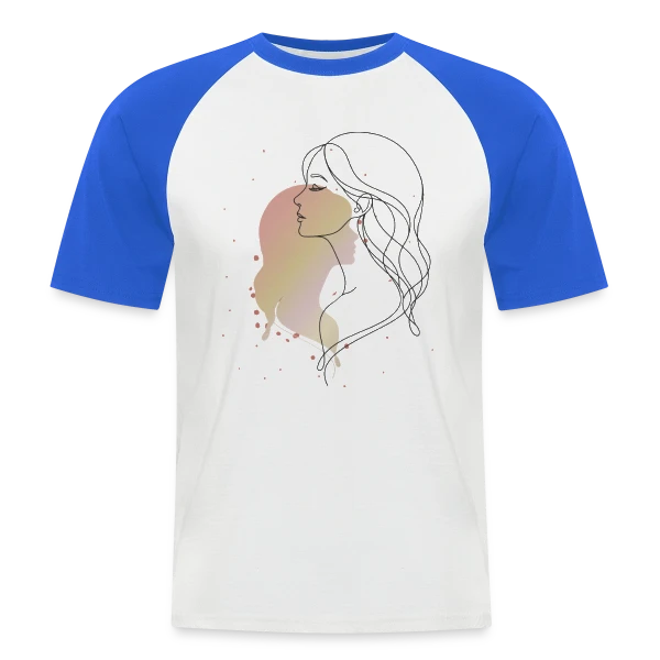 Portrait de Femme en Art Ligne - Élégance Minimaliste sur T-shirt baseball manches courtes Homme