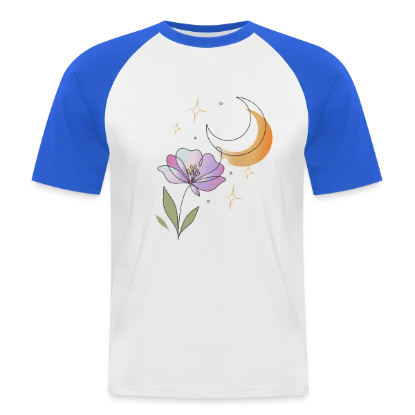 Art Ligne Fleur et Lune - Mystère Nocturne sur T-shirt baseball manches courtes Homme