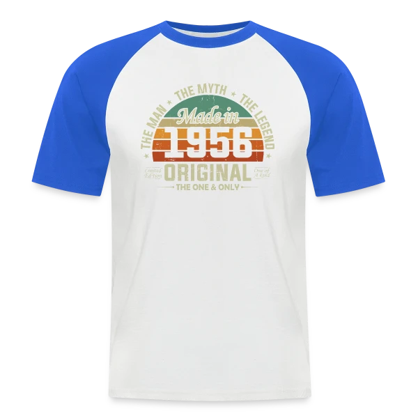 Né en 1956 Mythe Légende sur T-shirt baseball manches courtes Homme