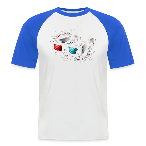 Lunettes 3D Rétro sur T-shirt baseball manches courtes Homme