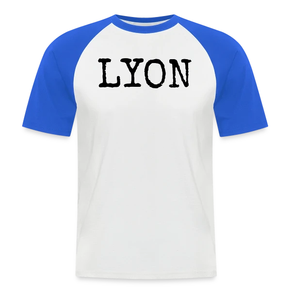 Lyon Texte Grunge sur T-shirt baseball manches courtes Homme