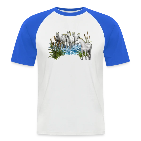Chevaux Camarguais : L'Esprit Sauvage de la Camargue sur T-shirt baseball manches courtes Homme