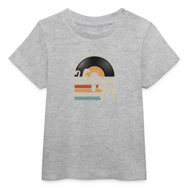 Vinyle Vintage 1974 – Anniversaire 49 ans sur T-shirt bébé bio Stanley/Stella