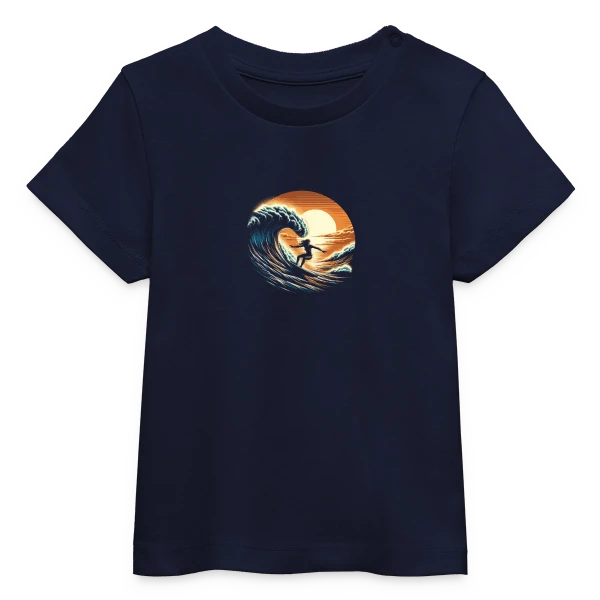 Maquette de T-shirt Bébé Stanley/Stella - Sunset Surfing Girl - Vague & Coucher de Soleil à personnaliser