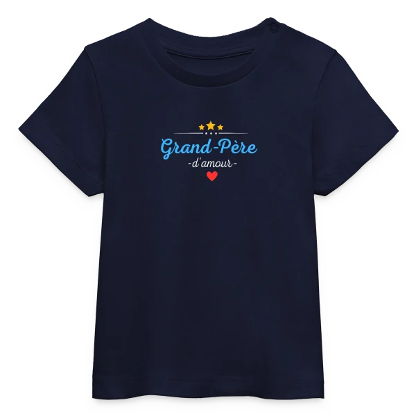 Grand-Père d'Amour : Personnalisé avec Noms des Petits-Enfants sur T-shirt bébé bio Stanley/Stella