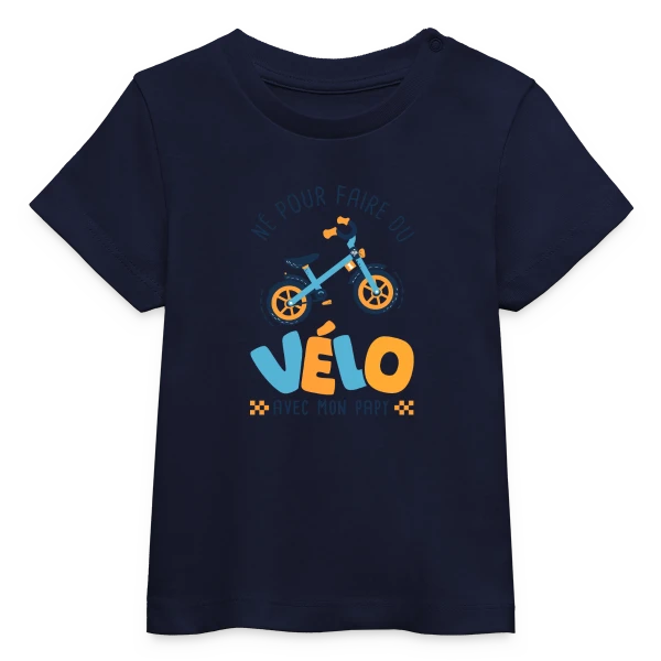 "Né pour le Vélo avec Papy" sur T-shirt bébé bio Stanley/Stella